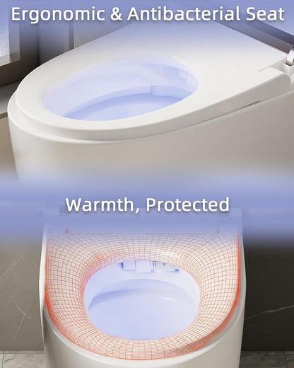TOTTE Smart Toilet with Bidet, Auto Open/Close Lid, Bidet Toilet with Powerful Flush, Instant Warm Water, Elongated Smart Toilet with Heated Seat, Dryer, Modern Bathroom Toilets with Deodorization