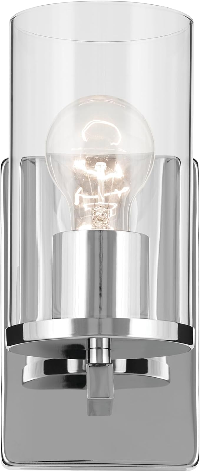 Crosby 4.5" 1-Light Wall Sconce with Clear Glass in Chrome, for Bathroom, Powder Room, Hallway, Kitchen, Bedroom, Fireplace, (4.5" x 9.25"), 45495CHCLR