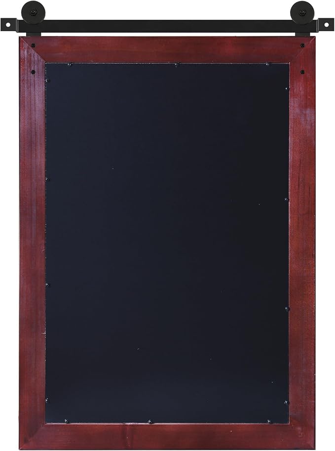 COGOOD Farmhouse Bathroom Mirrors for Over Sink - 38 x 25 Espresso | Rustic Barn Door Wood Framed Vanity Mirror for Entryway, Living Room, Bedroom, Dresser Wall Decor