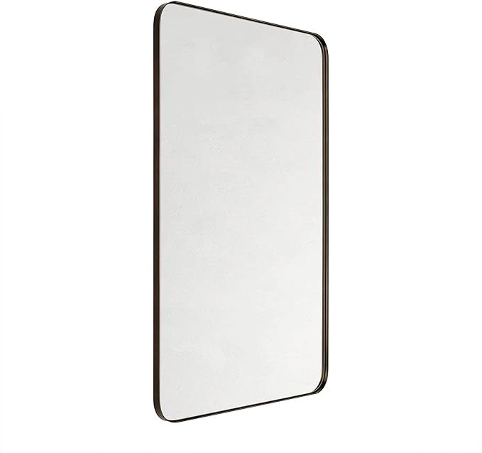 GRACTO 24x40'' Oil Rubbed Bronze Metal Framed Bathroom Mirror for Wall in Stainless Steel Rounded Rectangular Bathroom Vanity Mirrors Wall Mounted