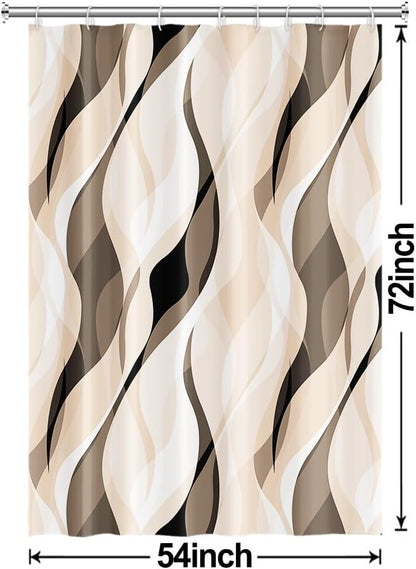 Cream Shower Curtain, Modern Abstract Cream and Grey Striped Shower Curtain Set for Bathroom Waterproof Polyester Shower Curtain with Hooks, 54x72 Inch