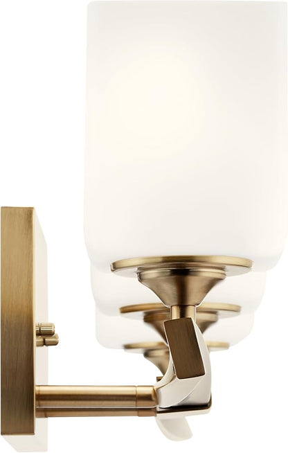 Kichler Marette 23 inch 3 Light Vanity Light with Satin Etched Cased Opal Glass in Champagne Bronze for Bathroom and Powder Room, (23" W x 8.25" H x 6" Ext), 55002CPZ