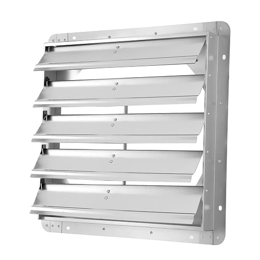 Simple Deluxe 20-Inch Square Aluminum Automatic Gravity Shutter Louver Vent, Silver