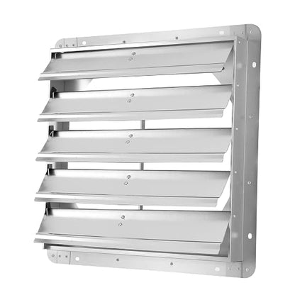 Simple Deluxe 20-Inch Square Aluminum Automatic Gravity Shutter Louver Vent, Silver