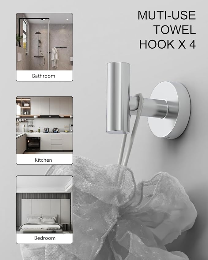 Wall-Mount Towel Bar Bathroom Hardware Accessory Set 12-Piece | Chrome,Stainless Steel,Wall Mount,Bathroom Hardware Set,Simple DIY installation,Stain-resistant and easy to maintain,Modern