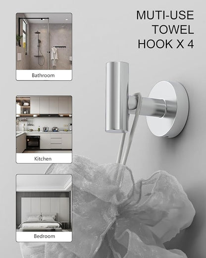 Wall-Mount Towel Bar Bathroom Hardware Accessory Set 12-Piece | Chrome,Stainless Steel,Wall Mount,Bathroom Hardware Set,Simple DIY installation,Stain-resistant and easy to maintain,Modern