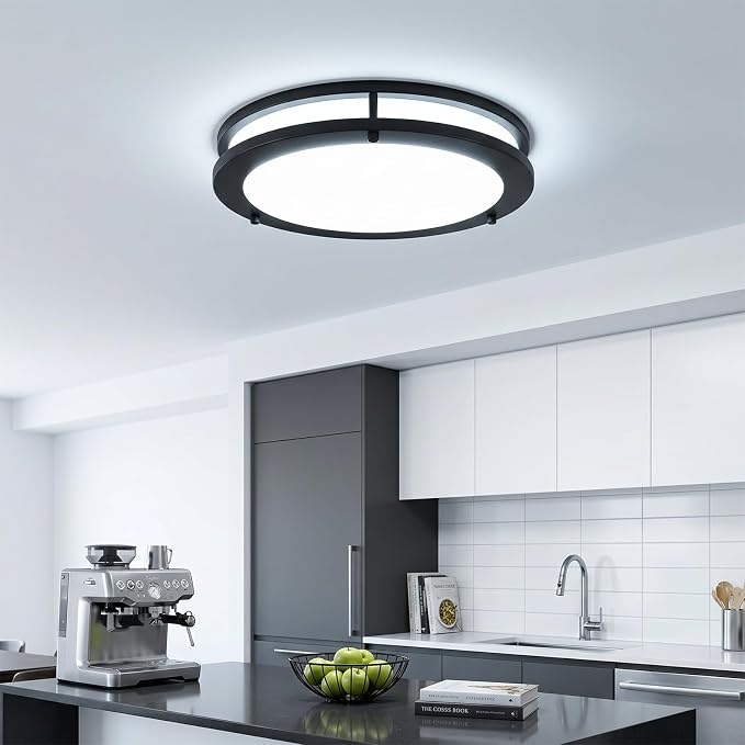 LED Flush Mount Ceiling Light Fixture Remote Dimmable Brushed Nickel, Easy Install LED Ceiling Lamp Without Flicker, Super Bright 36W 3600LM Warm to White Light 2700K to 6500K 2-Pack