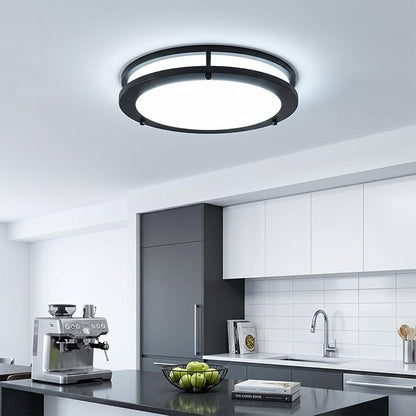 LED Flush Mount Ceiling Light Fixture Remote Dimmable Brushed Nickel, Easy Install LED Ceiling Lamp Without Flicker, Super Bright 36W 3600LM Warm to White Light 2700K to 6500K 2-Pack