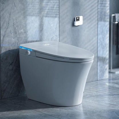Smart Toilet with Bidet Built in, Tank Built in with Powerful Flush, Heated Seat, Auto Flush and Close, Warm Water, Air Dryer, Night Light and ADA Comfort Height for Bathroom