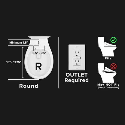SmartBidet® SB-2000 Smart Bidet Electric Bidet Toilet Seat with Heated Seat, Warm Water, Air Dryer – Side Control Panel, Round