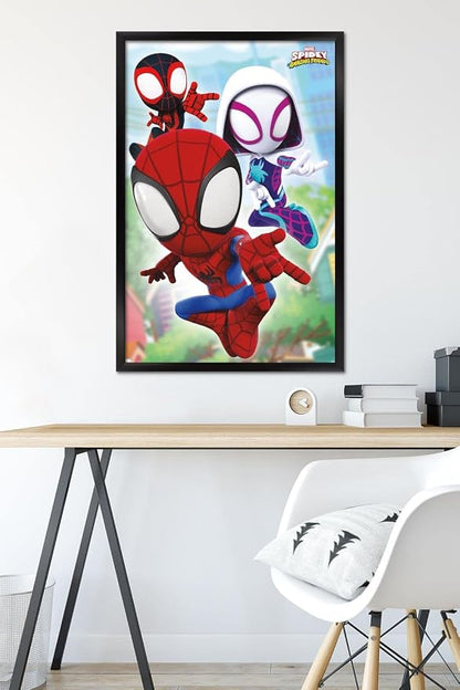 Trends International Marvel Spidey and His Amazing Friends - Webs Wall Poster, 22.37" x 34.00", Black Framed Version