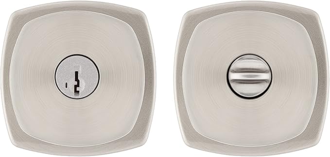 Kwikset Arroyo Knob Entry Door Knob with Lock and Key, Secure Keyed Handle Exterior, Front Entrance and Bedroom, Satin Nickel, Pick Resistant SmartKey Rekey Security and Microban
