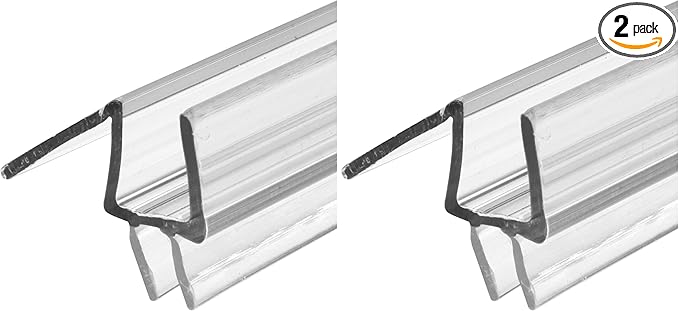Prime-Line M 6258 Frameless Shower Door Bottom Seal for 3/8 in. Thick Glass Doors – Stop Shower Leaks and Create a Water Barrier, 36 in., Clear Vinyl (Single Pack) (Pack of 2)