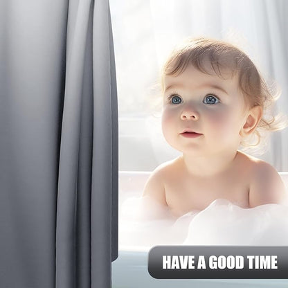OLANLY Luxury Grey and White Ombre Shower Curtain Sets with 12 Hooks, Waterproof and Washable Decorative Shower Curtains for Bathroom, 72x72 Inches