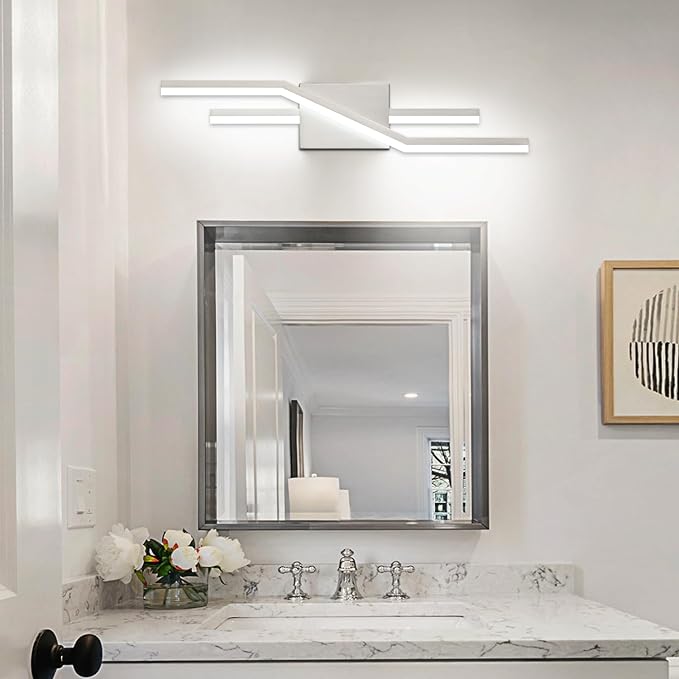 SOLFART Bathroom Light Fixtures Brushed Nickel 24 Inch Dimmable Vanity Lights Modern Led Lights for Bathroom