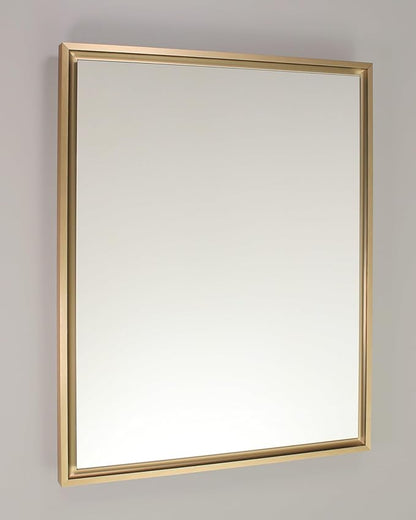 Fox Hollow Furnishings 16x20 Parker Metro Metal Framed Rectangle Recessed Bathroom Medicine Cabinet, Floating Mirror, 14x24 in-Wall Opening, Steel, Adjustable Glass Shelves, Magnet Close, Gold