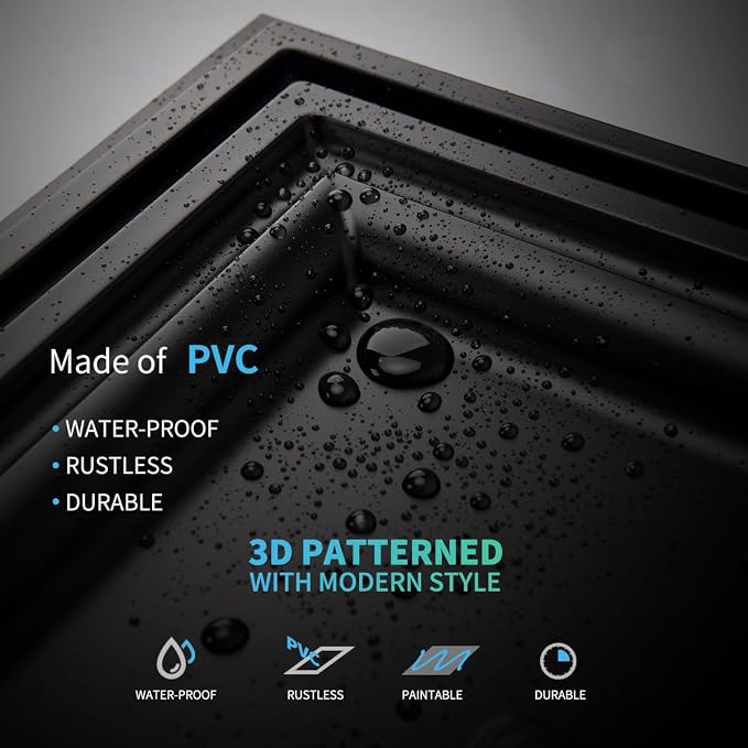 Art3d PVC Ceiling Tiles, 3D Plastic Sheet in Black, 2 x 2 ft, 12-Pack | Lightweight, Waterproof, No Sag and Breakage, Compatible with Grid System, Perfect for Basement, Kitchen