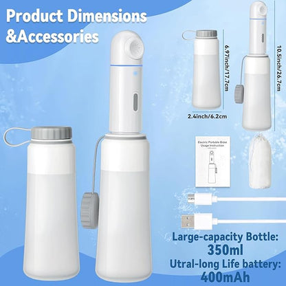 SHINKAI Portable Electric Travel Bidet, Rechargeable Handheld Peri Bottle with Dual Water Pressure Modes, 350ml Capacity Waterproof Personal Hygiene Washer for Postpartum Care, Travel & Everyday Use