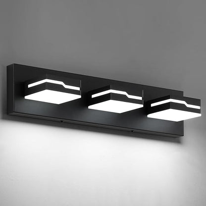 LED Modern Bathroom Vanity Light Fixtures 3-Light, 19 inch Dimmable Matte Black Vanity Lights for Bathroom Lighting Fixtures Over Mirror, with 350°Rotatable Acrylic Heads(White Light 5500K)