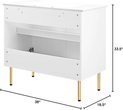 Modway EEI-6697-WHI-WHI Chaucer 36" Bathroom Vanity, White White