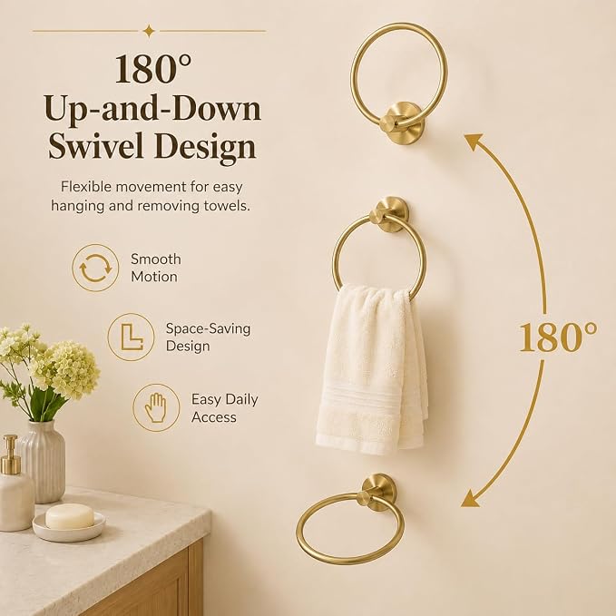 Toilet Paper Holder Towel Ring Brushed Gold Bathroom Hardware Hand Towel Holder Bathroom Accessories Set Wall Mount Stainless Steel 2 Pieces