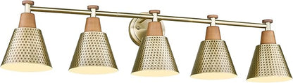 FEMILA Bathroom Light Fixtures, Modern Bathroom Vanity Light with Hammered Metal Shade, Sconces Wall Lighting for Mirror Kitchen Bedroom, Gold, 37"