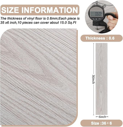 Peel and Stick Floor Tile Wood Grain Texture, Vinyl Flooring | Self-Adhesive and Waterproof, No Residue Flooring Roll for Bathroom, Kitchen, Bedroom (10-Pack Covers 15 Sq.Ft)