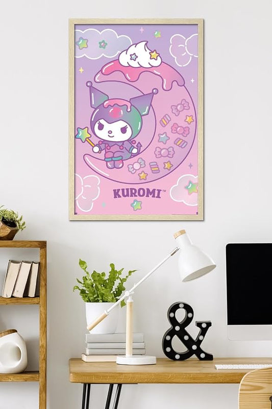 Hello Kitty and Friends: 24 Dreamland - Kuromi Wall Poster, 34L" x 22.4W", Blonde Framed Version