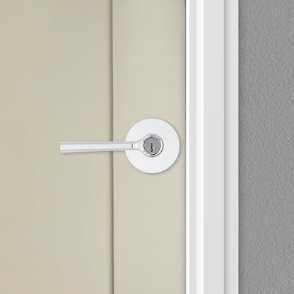Kwikset Lisbon Round Entry Door Knob with Lock and Key, Secure Keyed Handle Exterior, Front Entrance and Bedroom, Polished Chrome, Pick Resistant SmartKey Rekey Security