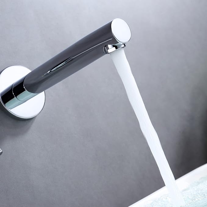 sumerain Single Handle Left-Handed Wall Mount Bathroom Faucet in Chrome