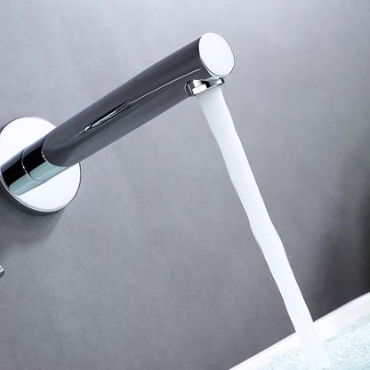 sumerain Single Handle Left-Handed Wall Mount Bathroom Faucet in Chrome