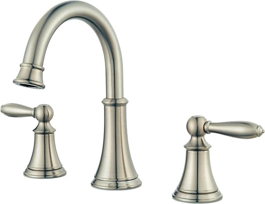 Pfister Courant Bathroom Sink Faucet, 8-Inch Widespread, 2-Handle, 3-Hole, Brushed Nickel Finish, LF049COKK