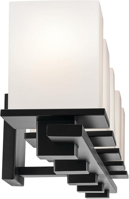 Tully 40.25" 5-Light Vanity Light with Satin Etched Cased Opal Glass in Black for Over a Vanity, Soft Modern Style, (40.25" x 6.5" x 7"), 45193BK
