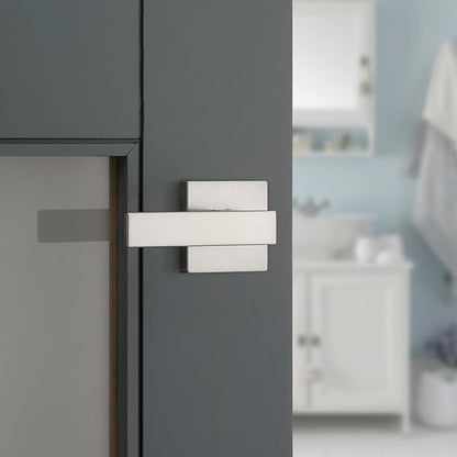 Kwikset Singapore Interior Privacy Door Handle with Lock, Door Lever for Bathroom and Bedroom, Satin Nickel Reversible Keyless Turn Lock, with Microban Protection (Pack of 12)