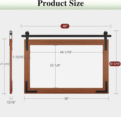 Farmhouse Bathroom Mirror, 40x30 Inch Brown Vanity Mirror for Wall, Wood Framed Rustic Mirror Rectangular Wall Decor Mirrors for Entryway Living Room Bedroom
