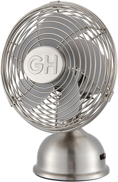 Good Housekeeping 5" All-Metal (92525) USB Desktop Laptop Nightstand Fan with Oscillation (Brushed Nickel)