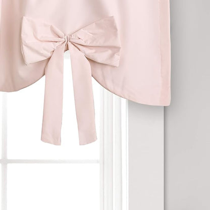 Lush Decor Melody Bow Valance Curtain 52" W x 18" L +3" Blush - Bow Curtains - Kitchen Valances for Windows - Coquette Valance Curtains for Bathroom (Pack of 12)