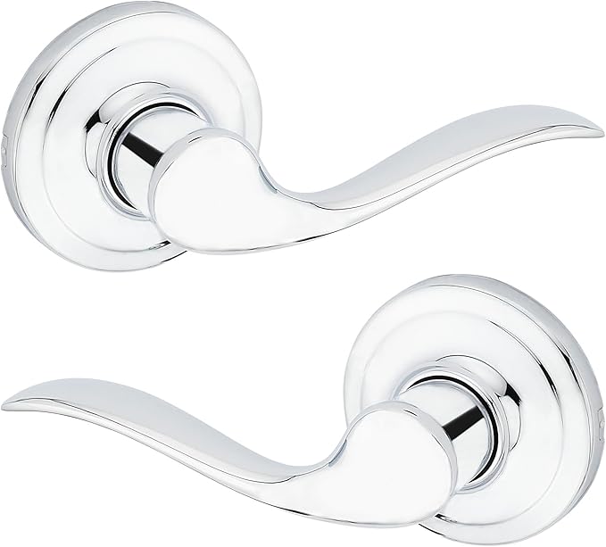 Kwikset Tustin Interior Passage Door Handle, Lever For Closet and Hallway Doors, Reversible Non-Locking Handle Lever, Polished Chrome