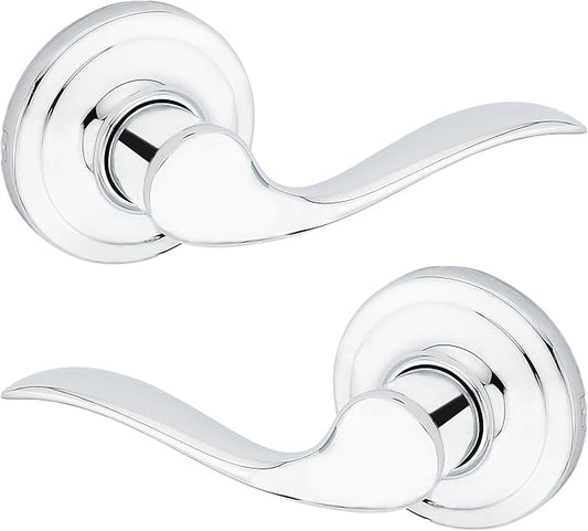 Kwikset Tustin Interior Passage Door Handle, Lever For Closet and Hallway Doors, Reversible Non-Locking Handle Lever, Polished Chrome