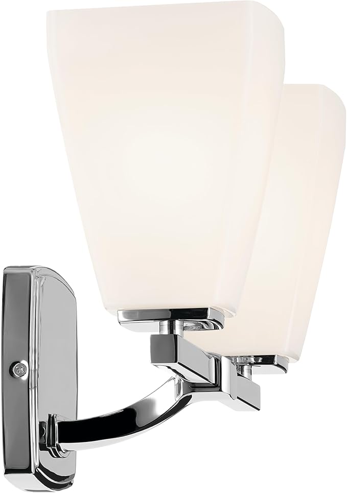 Kichler Marant 14.25" 2-Light Vanity Light with Opal Glass in Chrome, for Bathroom, Powder Room, Over a Mirror, (14.25" W x 9.5" H), 55215CH