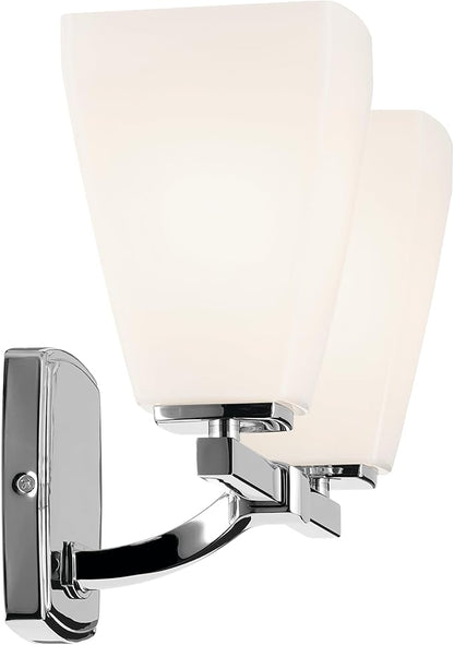 Kichler Marant 14.25" 2-Light Vanity Light with Opal Glass in Chrome, for Bathroom, Powder Room, Over a Mirror, (14.25" W x 9.5" H), 55215CH
