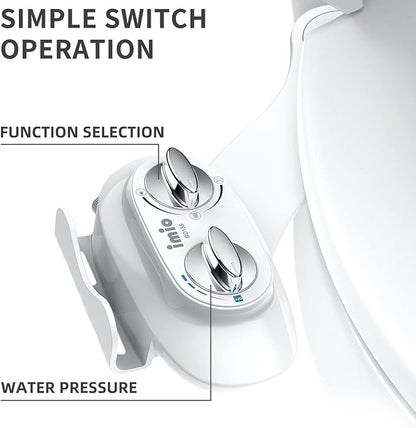 BD158 Ultra-Slim Bidet Attachment for Toilet - Non-Electric Mechanical Bidet Toilet Seat Attachment with Self-Cleaning Nozzle & Adjustable Fresh Water Pressure - Easy DIY Installation, White