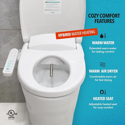 Barumi Bidet [BM-5000], Electric Bidet Toilet Seat, Heated Seat, Warm Water, Position Control, Eco-Mode, Self Cleaning