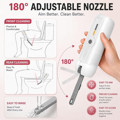 Portable Electric Bidet for Travel with 180° Adjustable Nozzle, Strong Water Pressure- Handheld Rechargeable USB-C Bidet,350ml IPX6 Waterproof Personal Hygiene Cleaner for Postpartum Women, Camping