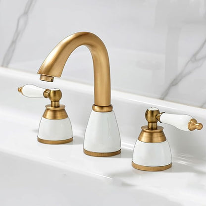 3 Hole Basin Mixer Faucet Brass 3 Hole Bathroom Faucets-Antique