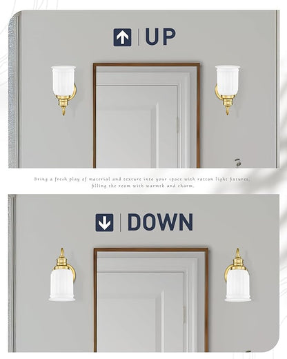 HWH Modern Bathroom Wall Sconces, 1-Light Vanity Light Wall Lamp with Frosted White Bell-Shaped Glass, Brushed Gold Finish, 5HZG106B BG