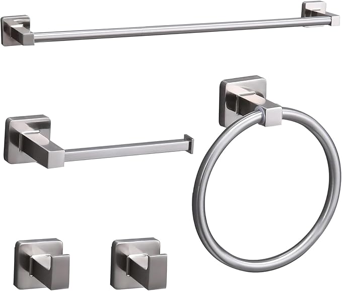 5 Piece Bathroom Hardware Accessories Set Brushed Nickel,24 Inch Towel Bar Set,Towel Rack Set,Bathroom Towel Holder Set