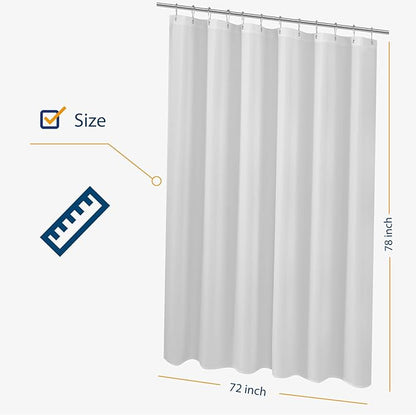 N&Y HOME Long Fabric Shower Curtain Liner 72 x 78 inches Longer Length, Hotel Quality, Washable, Water Repellent, White Spa Bathroom Curtains with Grommets, 72x78