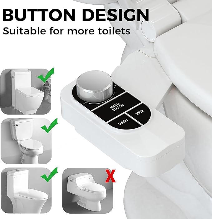 SAMODRA Non-Electric Bidet - Self Cleaning Dual Nozzle (Frontal and Rear Wash) Fresh Water Bidet Toilet Seat Attachment with Independent Adjustable Water Pressure (Classic Black/Silver)