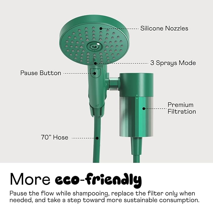sproos! - Handheld Showerhead, High Performance Filtration, Lilac | Healthier Hair and Skin - DIY Installation - Renter Friendly - 3 Spray Functions - 70 Inch Hose - High Pressure Performance